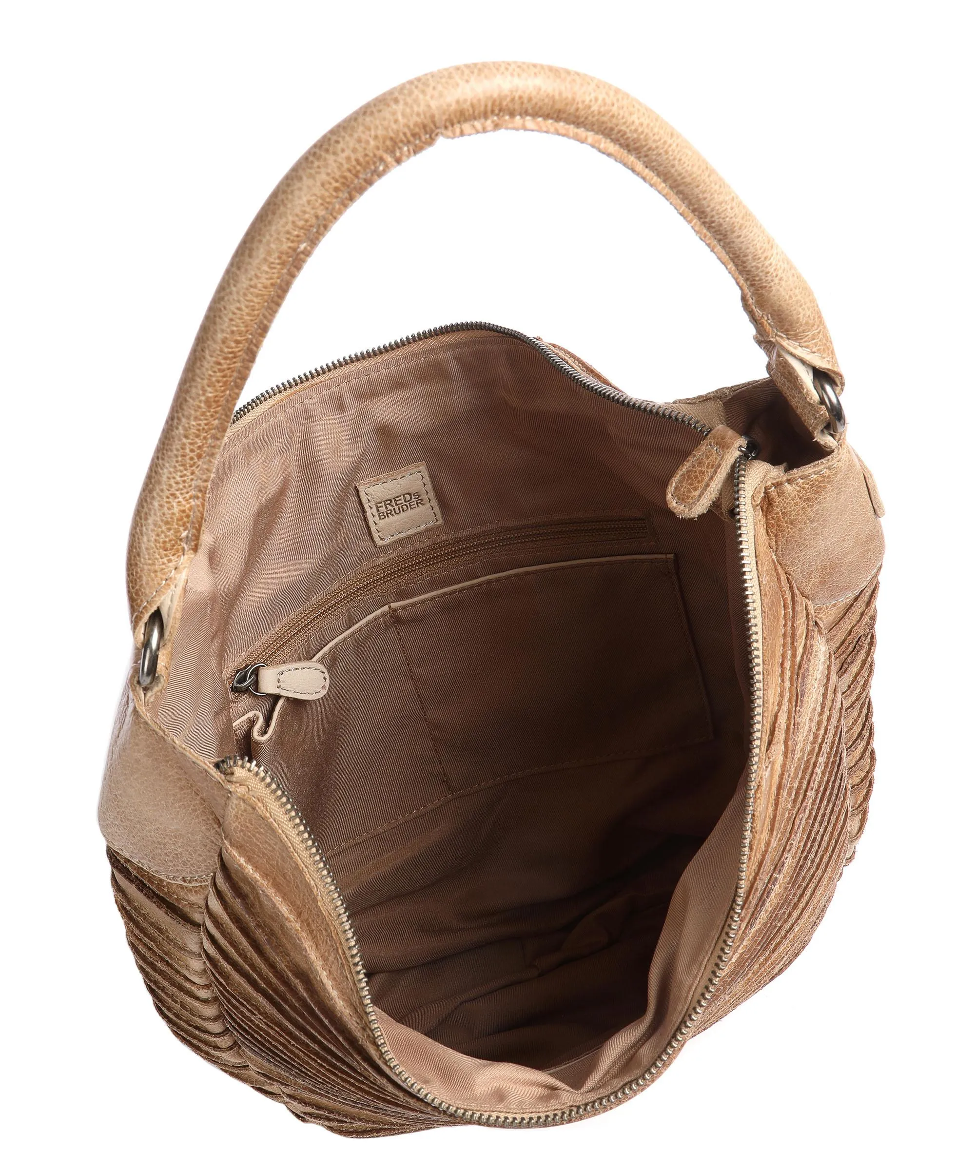  FredsBruder Bestseller Collection Riffeltier S Borsa hobo pelle di vacchetta grana marrone chiaro  
